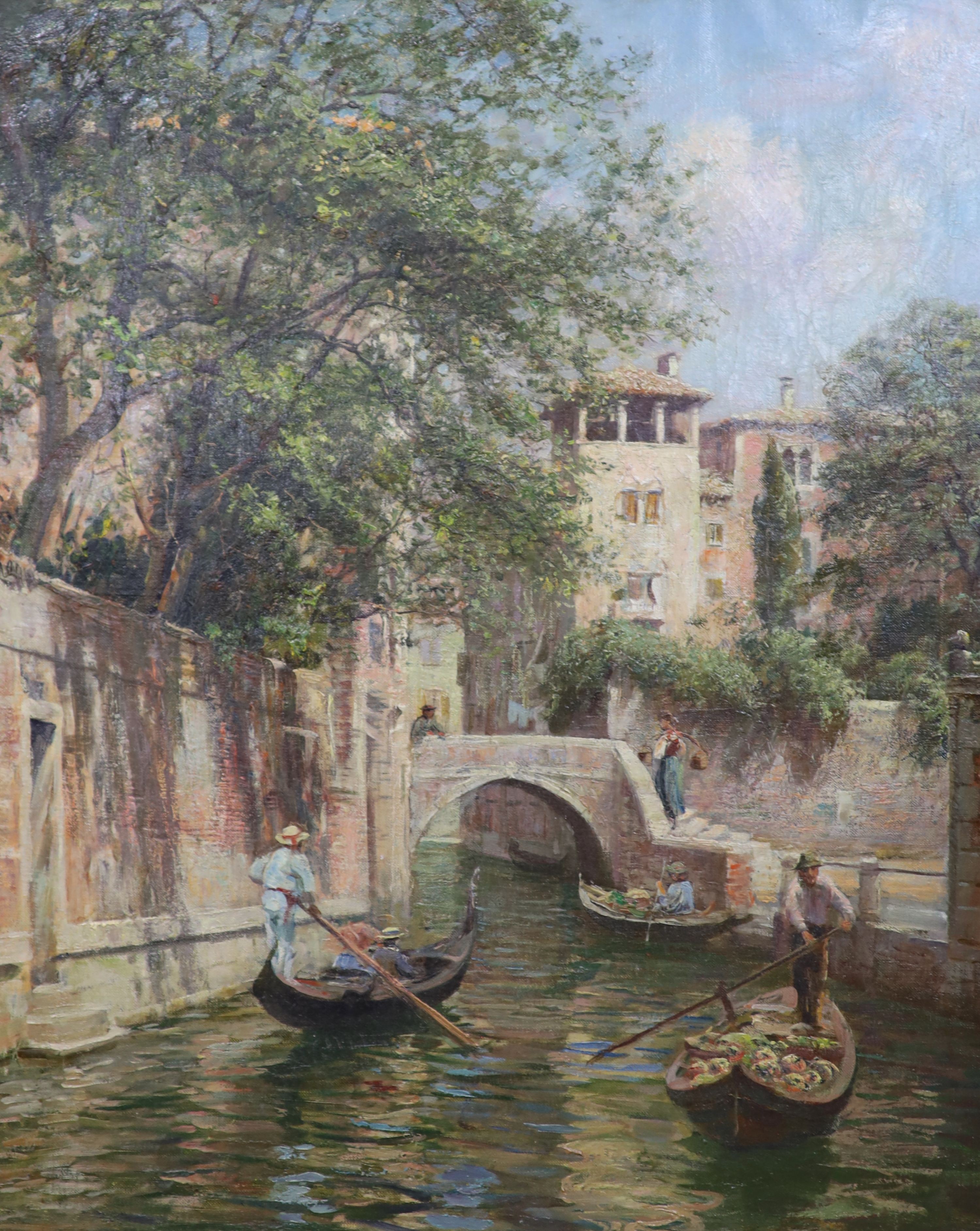 Trevor Haddon (1864-1941), oil on canvas, Venetian canal scene, signed, 72 x 59cm.